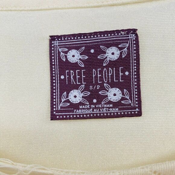 Free People Size Small Cream Floral Lace Blouson Boho Batwing Blouse Top - Picture 6 of 9
